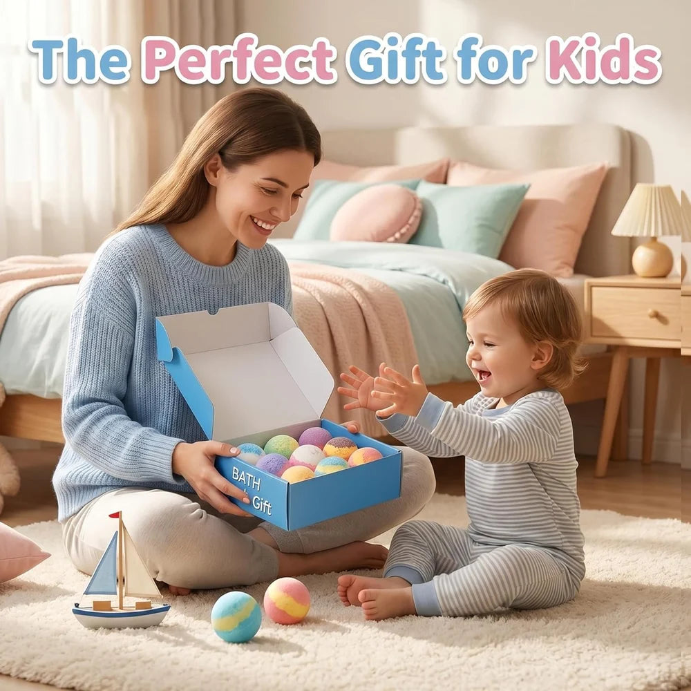 Kids Bath Bombs with Toys Inside - 12 Pack Organic Multi-Fragrance Gift Set