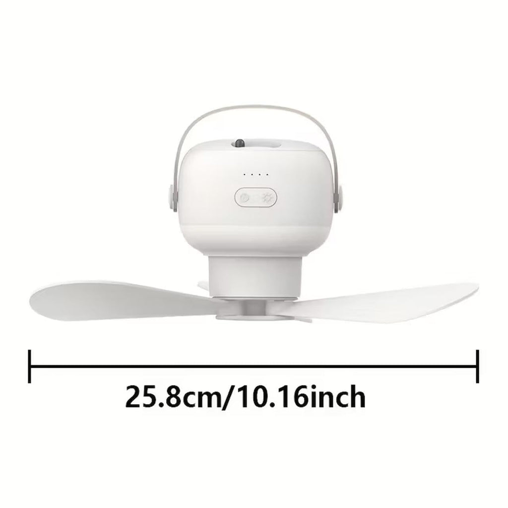 Portable Ceiling Fan with LED Light | 7200mAh Rechargeable Hanging & Desktop 2-in-1 Fan | Remote Control & Tripod Stand