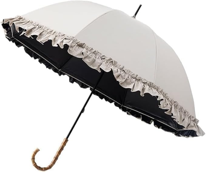 Frilly Bridal Umbrella Parasol for Women – Vintage Ruffle Long Handle Design