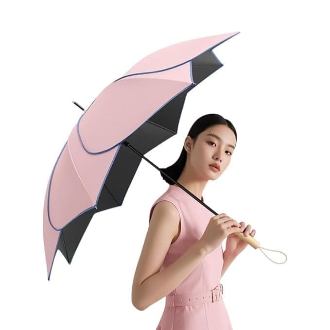 Flower Petal Umbrella for Women – 3-Fold Sun & Rain Parasol