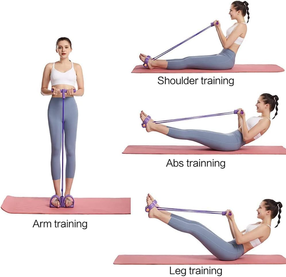4-Tube Pedal Resistance Band for Home Workout & Tummy Toning