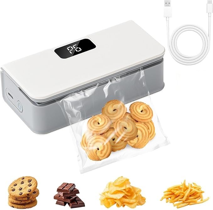 MagSeal 2-in-1 Rechargeable Mini Bag Sealer | Digital Display Heat Sealing Machine with Rebounding Safety Cutter & Magnetic Base | Portable Handheld Food Saver