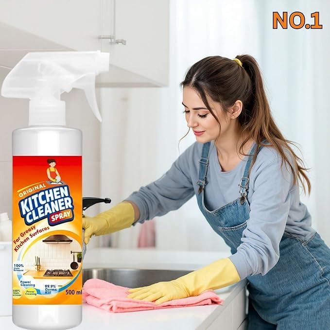 CleanoMax Degreaser Kitchen Cleaner Spray | Heavy Duty Oil and Tough Grease Stain Remover for Chimney Stove Exhaust Fan | 500ml
