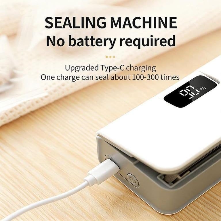 MagSeal 2-in-1 Rechargeable Mini Bag Sealer | Digital Display Heat Sealing Machine with Rebounding Safety Cutter & Magnetic Base | Portable Handheld Food Saver