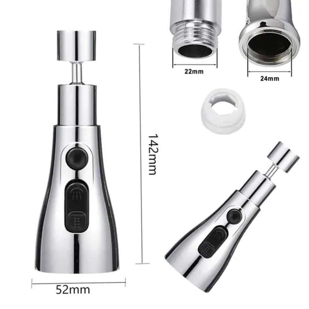 360° Rotating Kitchen Tap Extender with 3 Water Flow Modes
