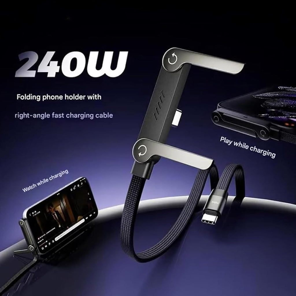 240W 2-in-1 Fast Charging Cable with Built-in Phone Stand