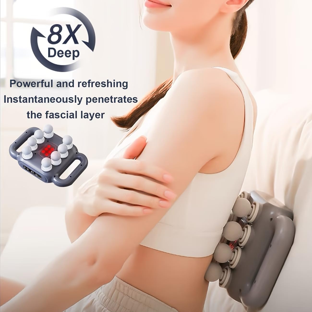 8-Headed Massager Gun - LCD Full Body Fascia Muscle Massager