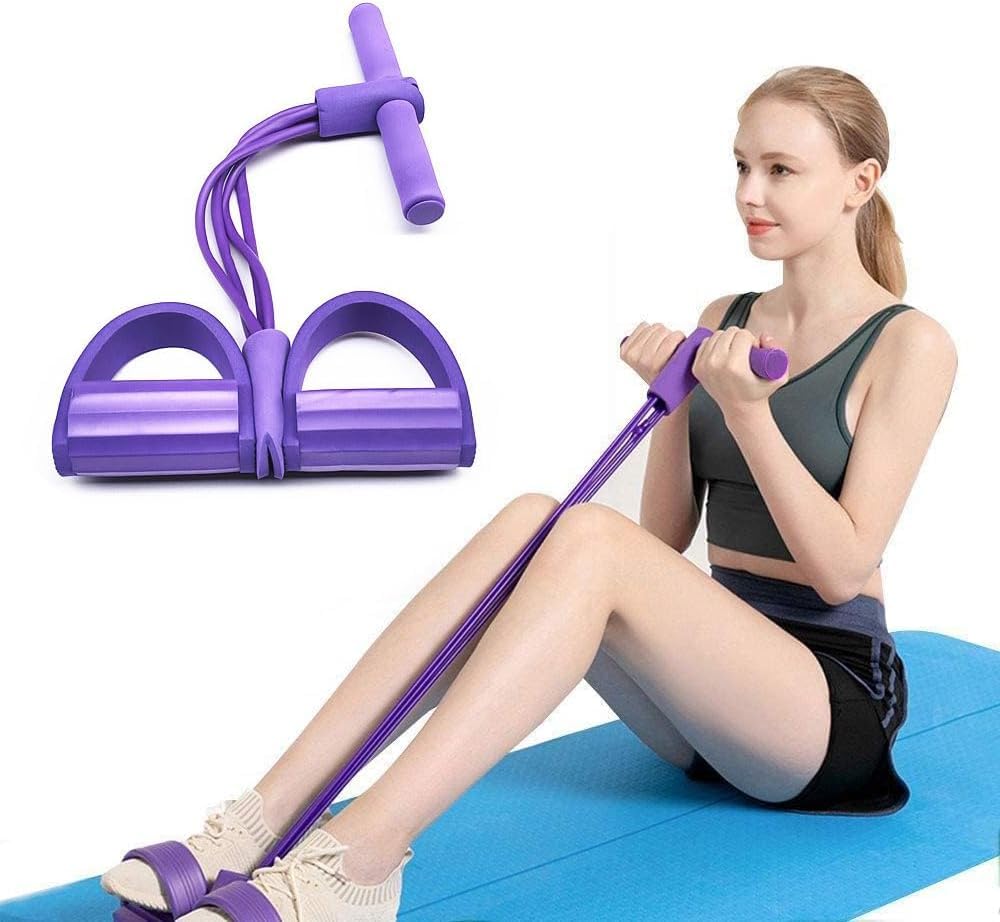 4-Tube Pedal Resistance Band for Home Workout & Tummy Toning