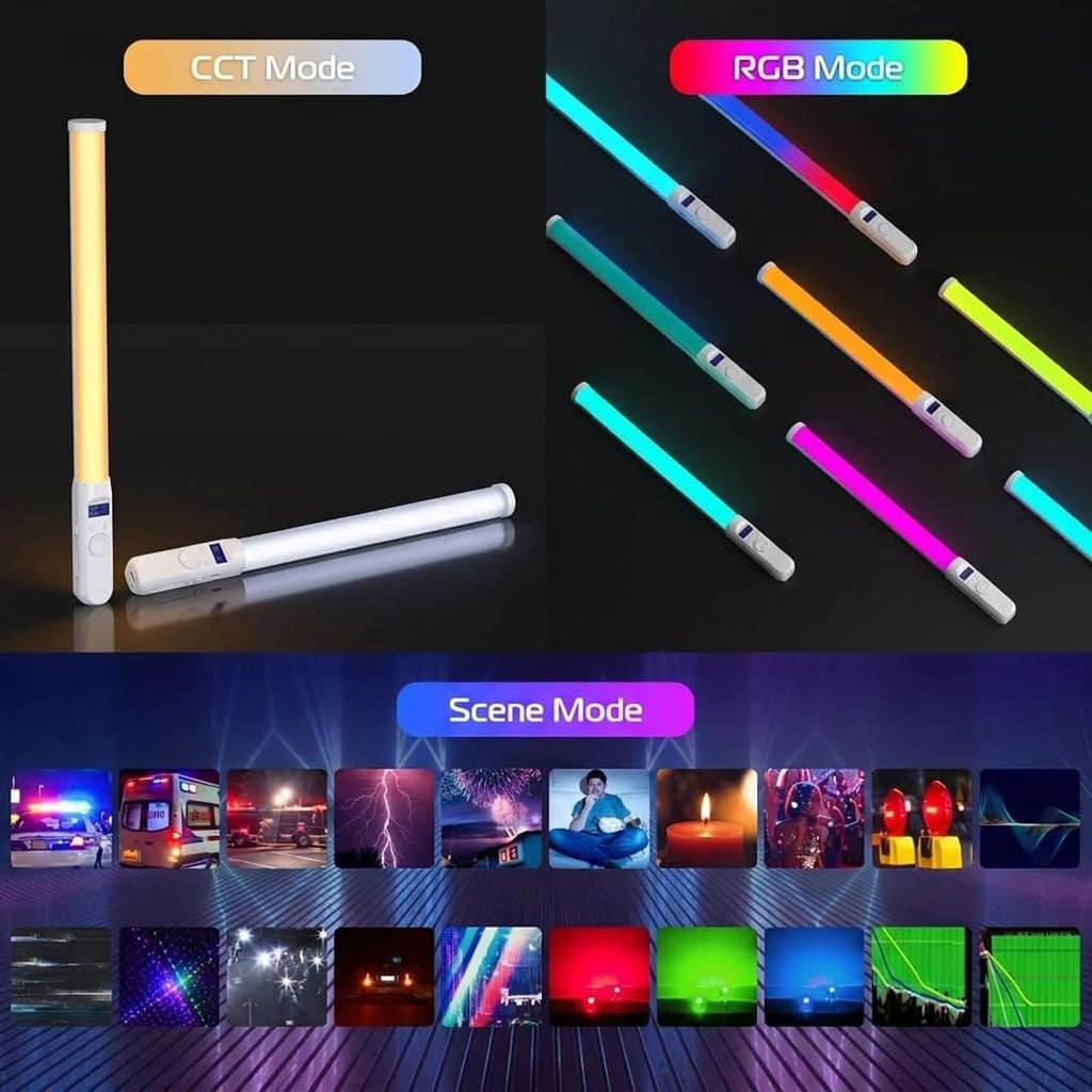 RGB LED Stick Light with Built-in Battery | 3200K–5500K Color Temperature Format | 0–100% Stepless Dimming Photography Tube