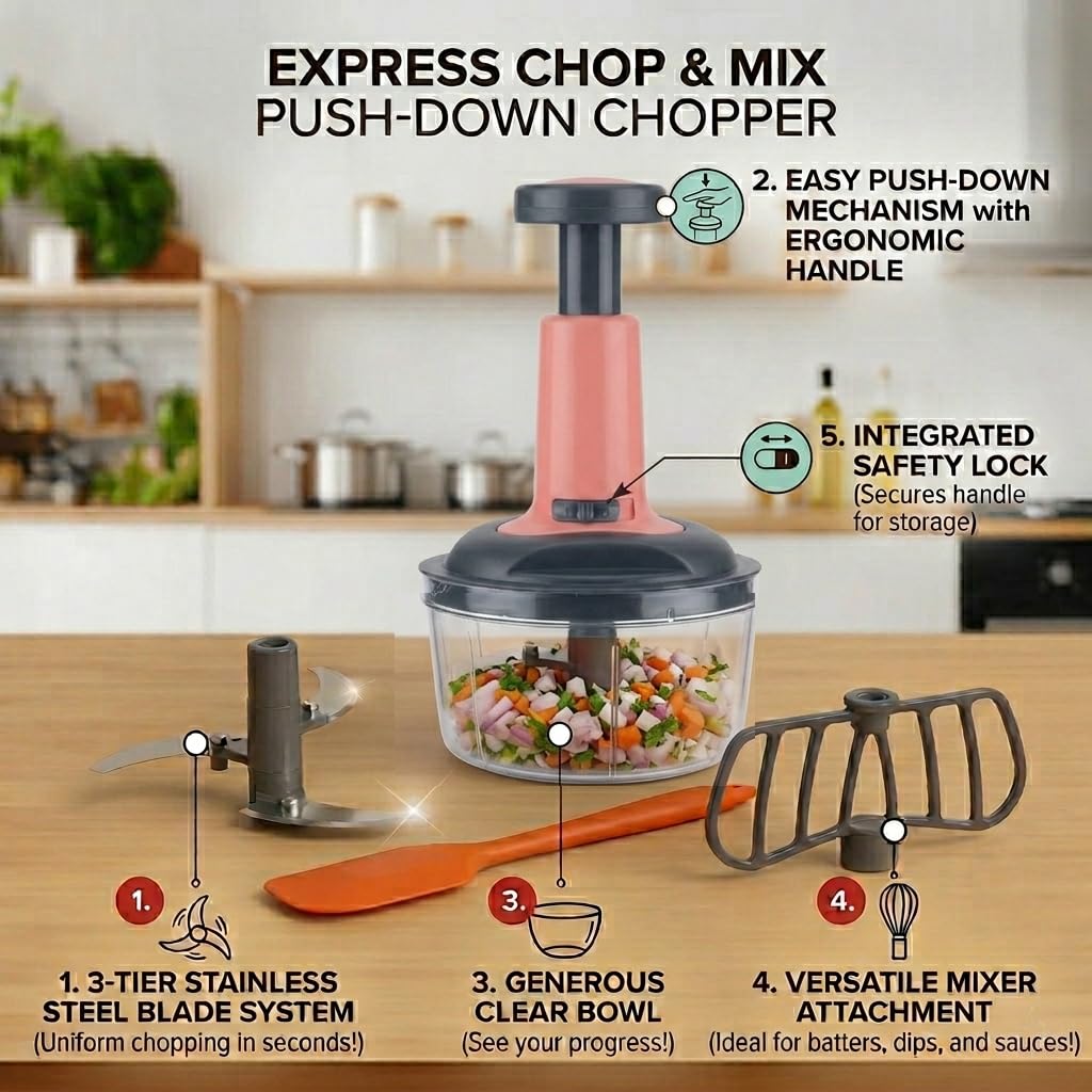 Push Chopper 650ml Manual Vegetable Chopper
