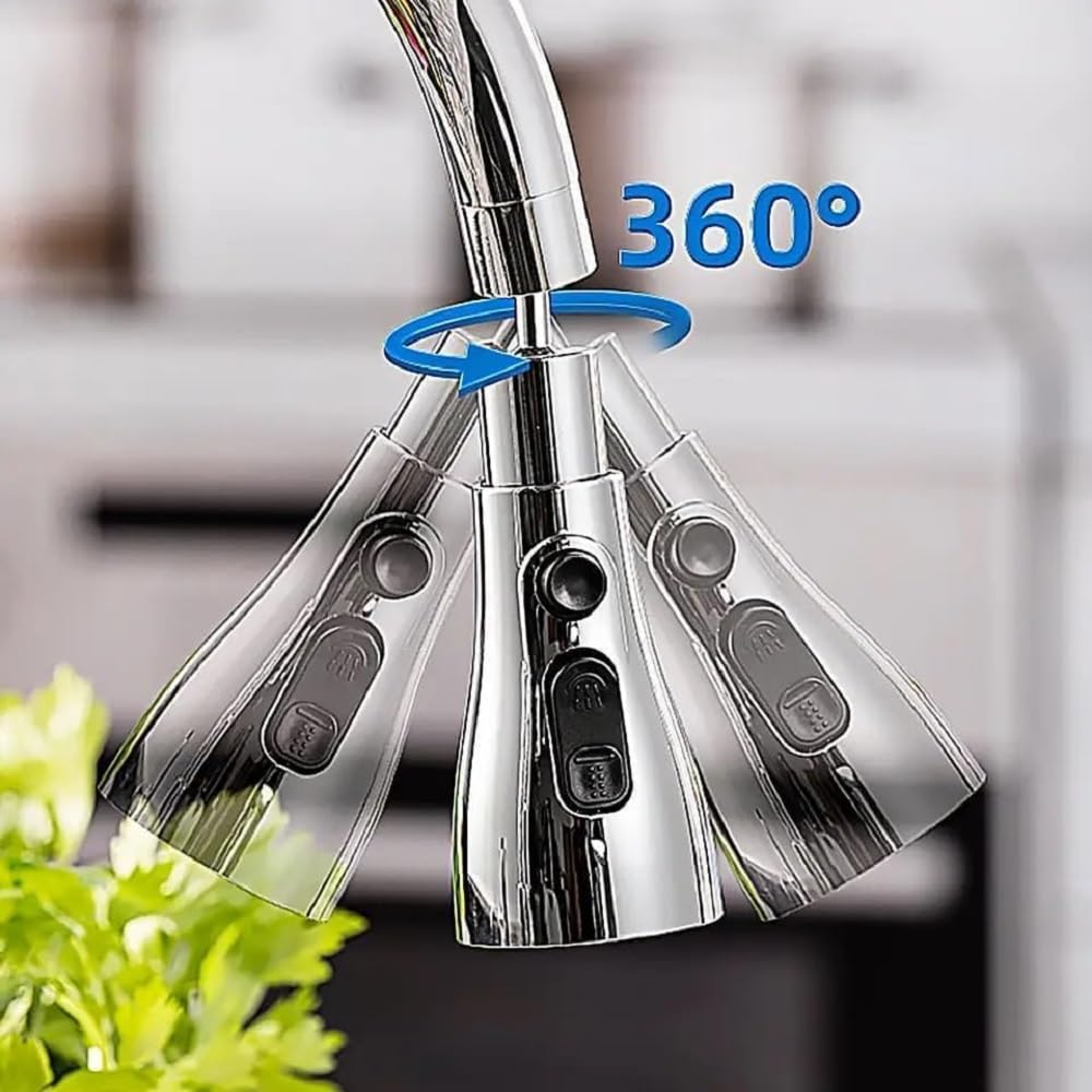 360° Rotating Kitchen Tap Extender with 3 Water Flow Modes