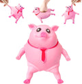 PorkySqueeze Elastic Pink Squishy Pig Toy | Stretchable Stress Relief Anti-Anxiety Fidget Toy | Washable Cute Desk Companion | 14cm