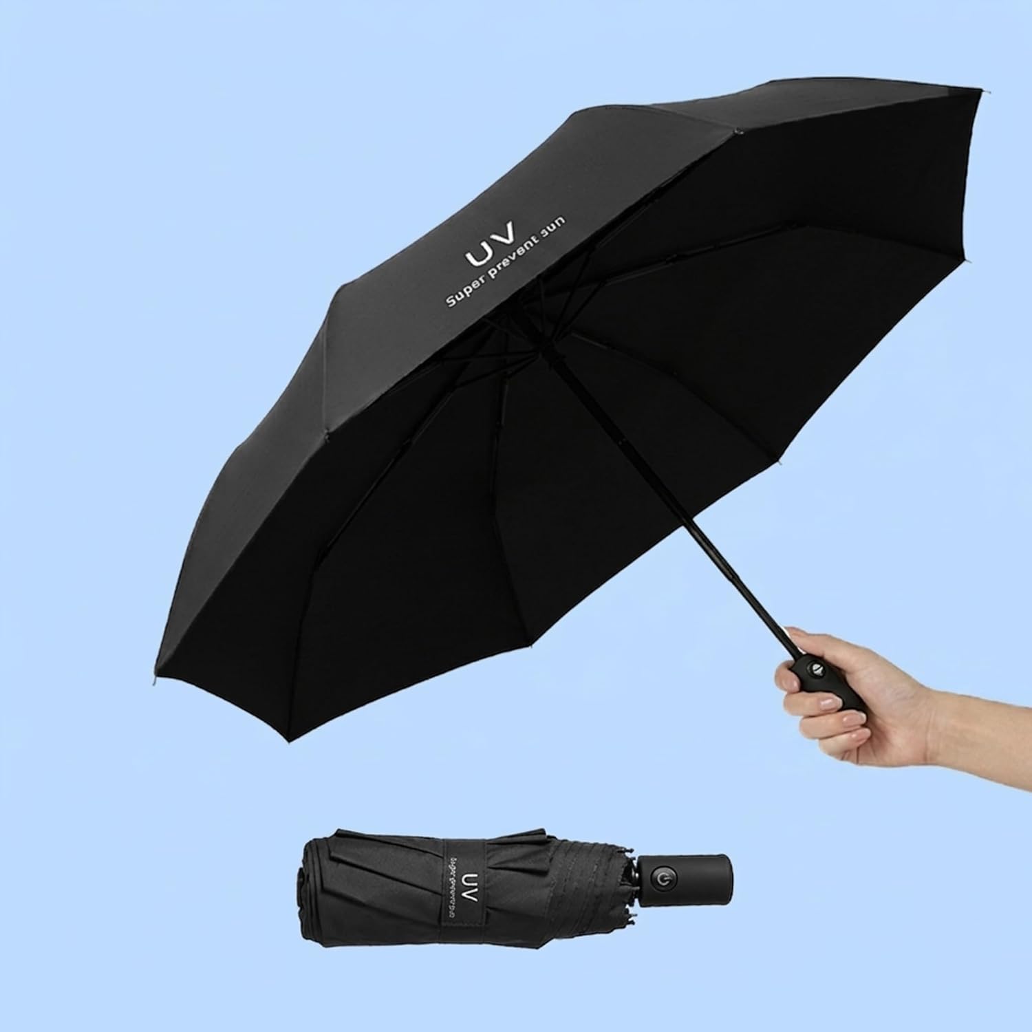 Premium Foldable UV Protection Umbrella for Sun & Rain (Compact & Windproof)