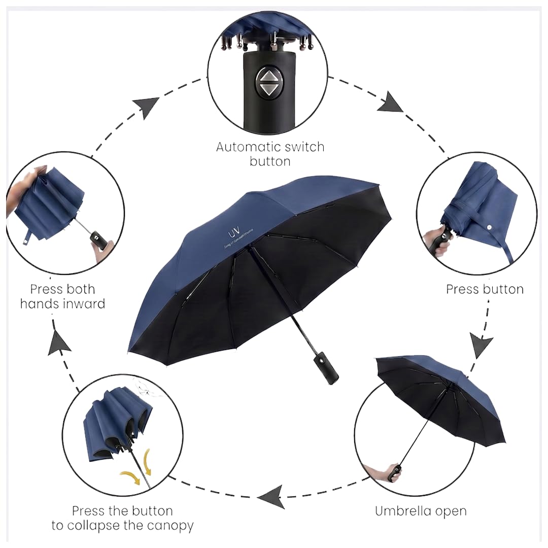 Premium Foldable UV Protection Umbrella for Sun & Rain (Compact & Windproof)