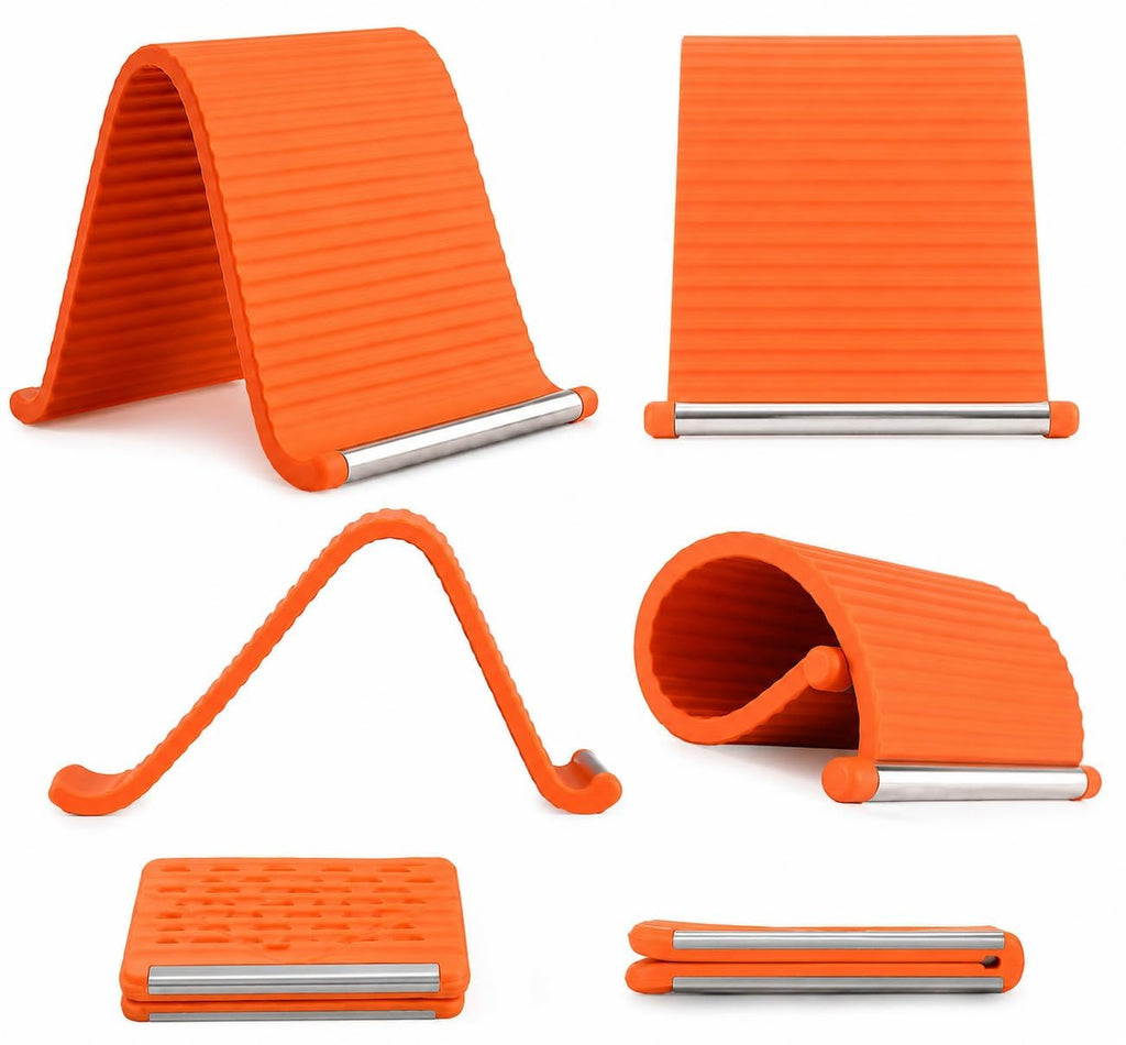 Mobile Stand for Desk - Orange Flexible Silicone Multi-Angle Adjustable Phone Holder