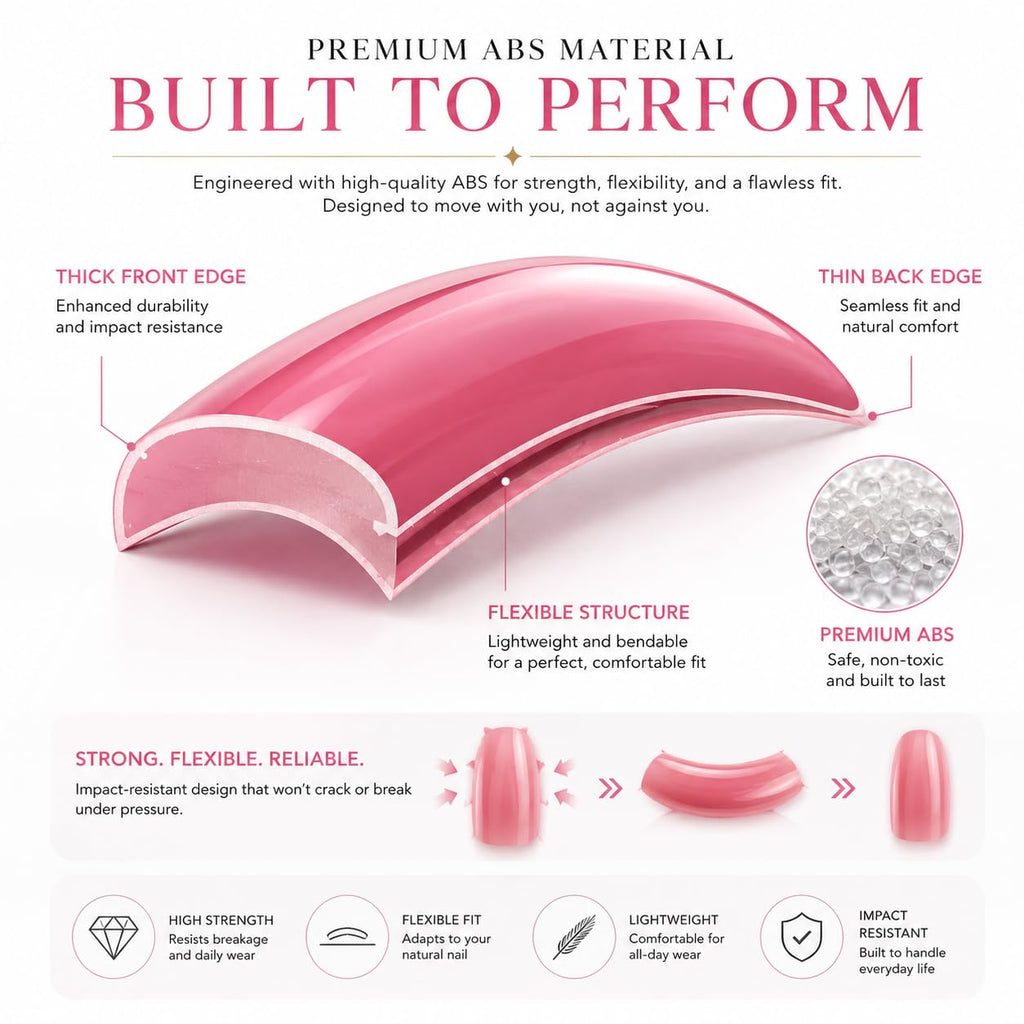 576pcs Press-On Nails Set | 24 Trendy Colors Full Cover Glossy Fake Nails with Organizer Box | Premium ABS Flexible Reusable Nail Extensions Kit