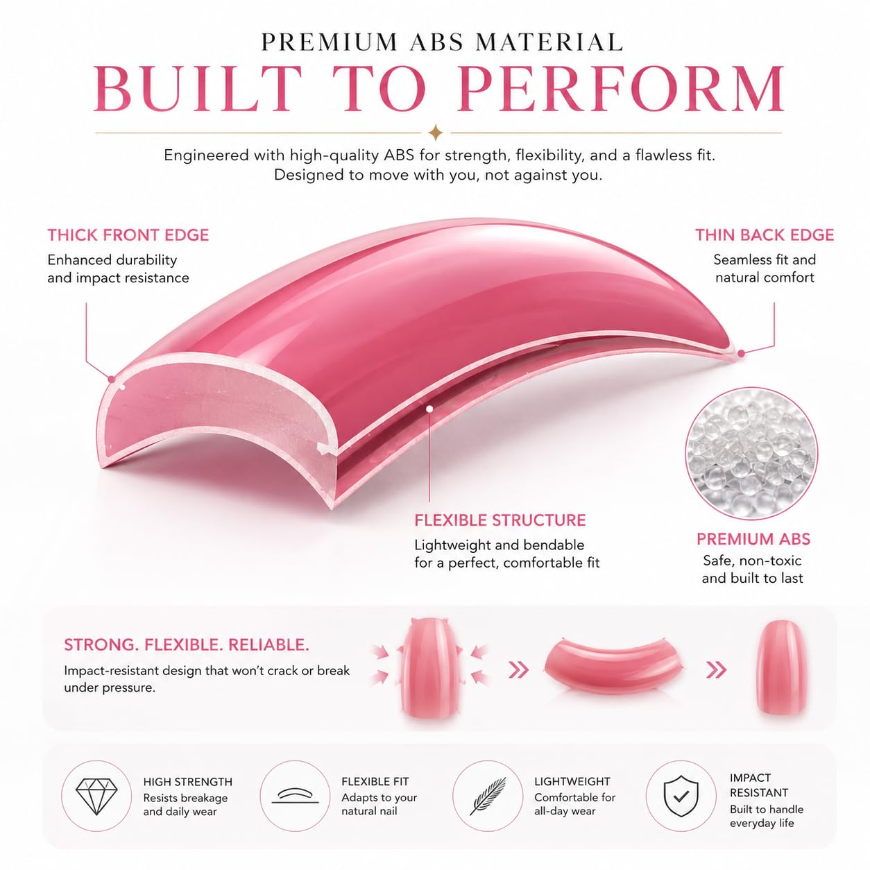 576pcs Press-On Nails Set | 24 Trendy Colors Full Cover Glossy Fake Nails with Organizer Box | Premium ABS Flexible Reusable Nail Extensions Kit