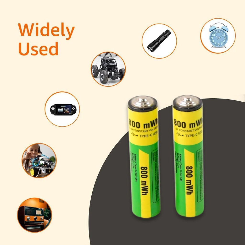 Type-C Rechargeable AA Lithium Batteries with Charging Cable (Pack of 2)