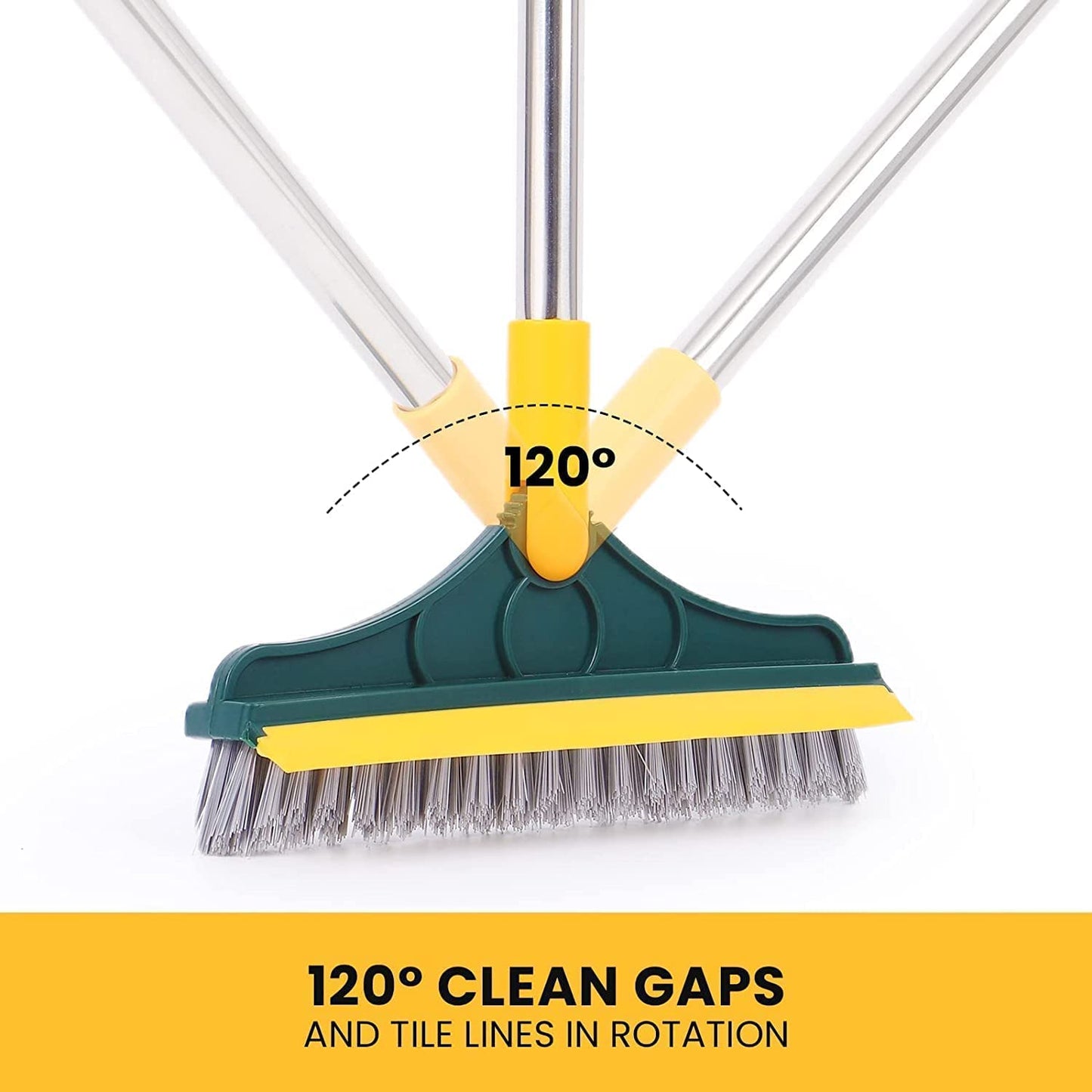 2-in-1 Floor Scrub Brush with Rubber Wiper (Pack of 2)