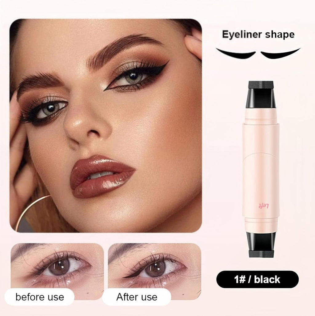 Starlight Wing | 2-in-1 Winged Eyeliner Stamp & Liquid Liner Pen | Waterproof Smudge-Proof Matte Black Format | Perfect Winged Cat Eye Makeup Tool