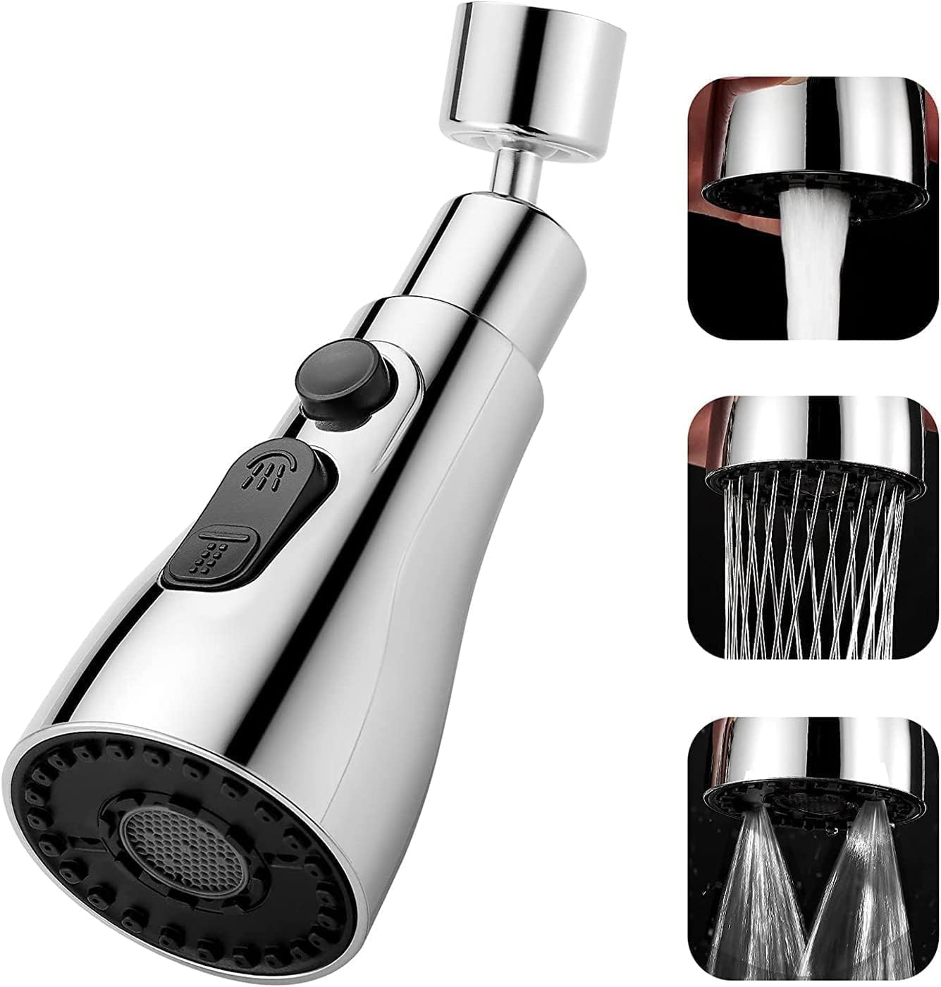 360° Rotating Kitchen Tap Extender with 3 Water Flow Modes