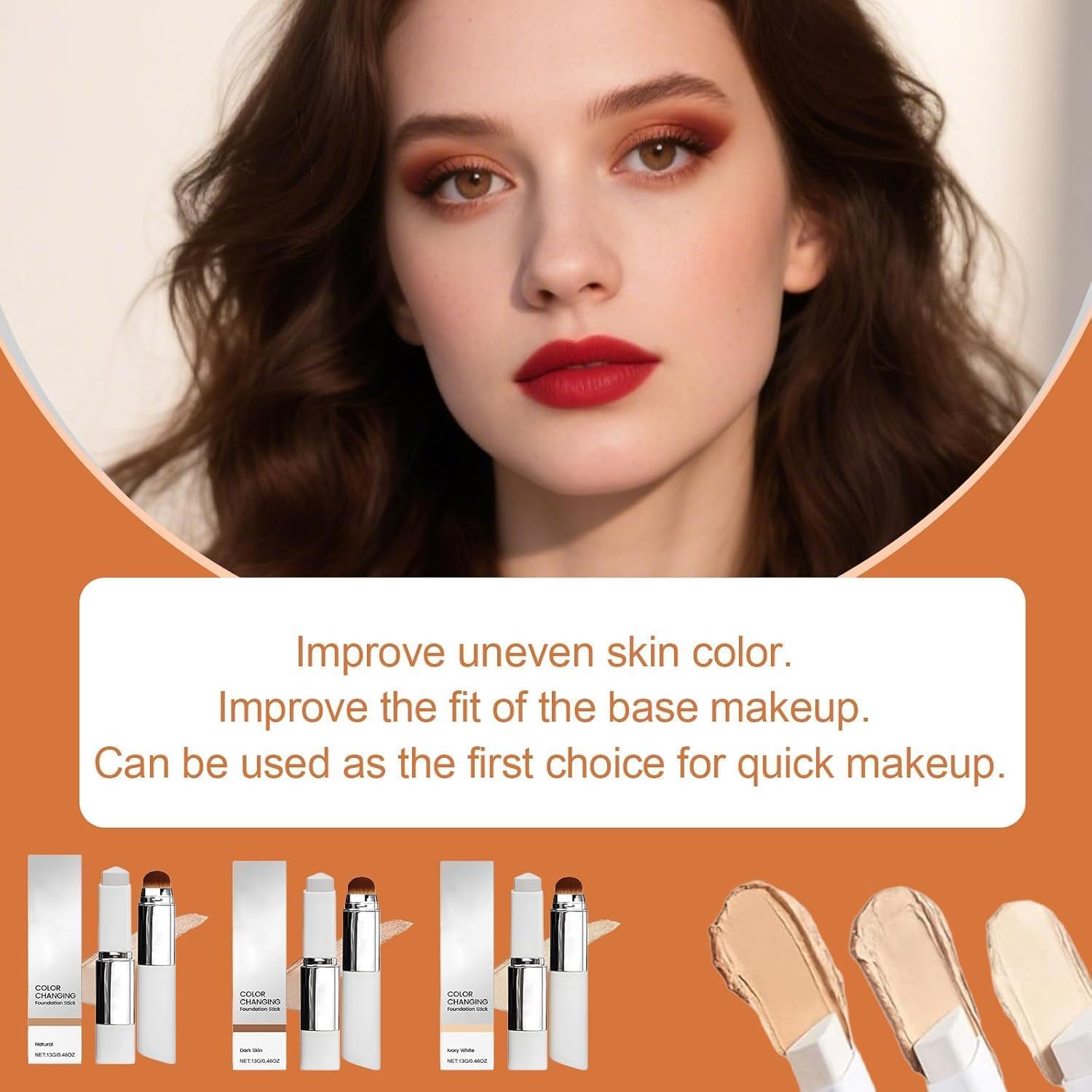 Silk Fusion Cream | Color Changing Foundation Stick with Built-in Brush | Easy Twist-Up Format | Flawless Tone-Matching Complexion