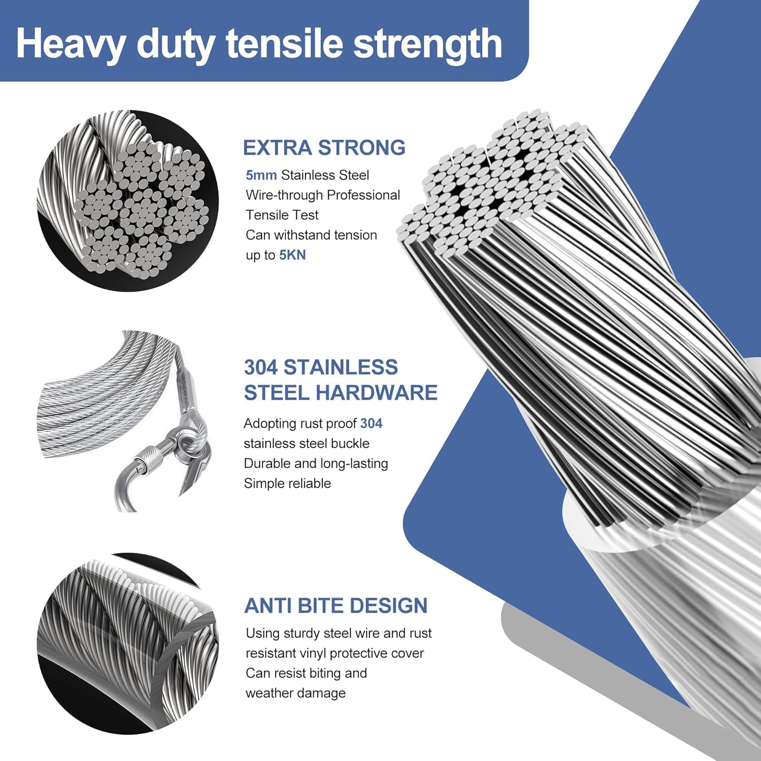Heavy-Duty Stainless Steel Clothes Drying Rope with Lockable Hooks (10 Meter)
