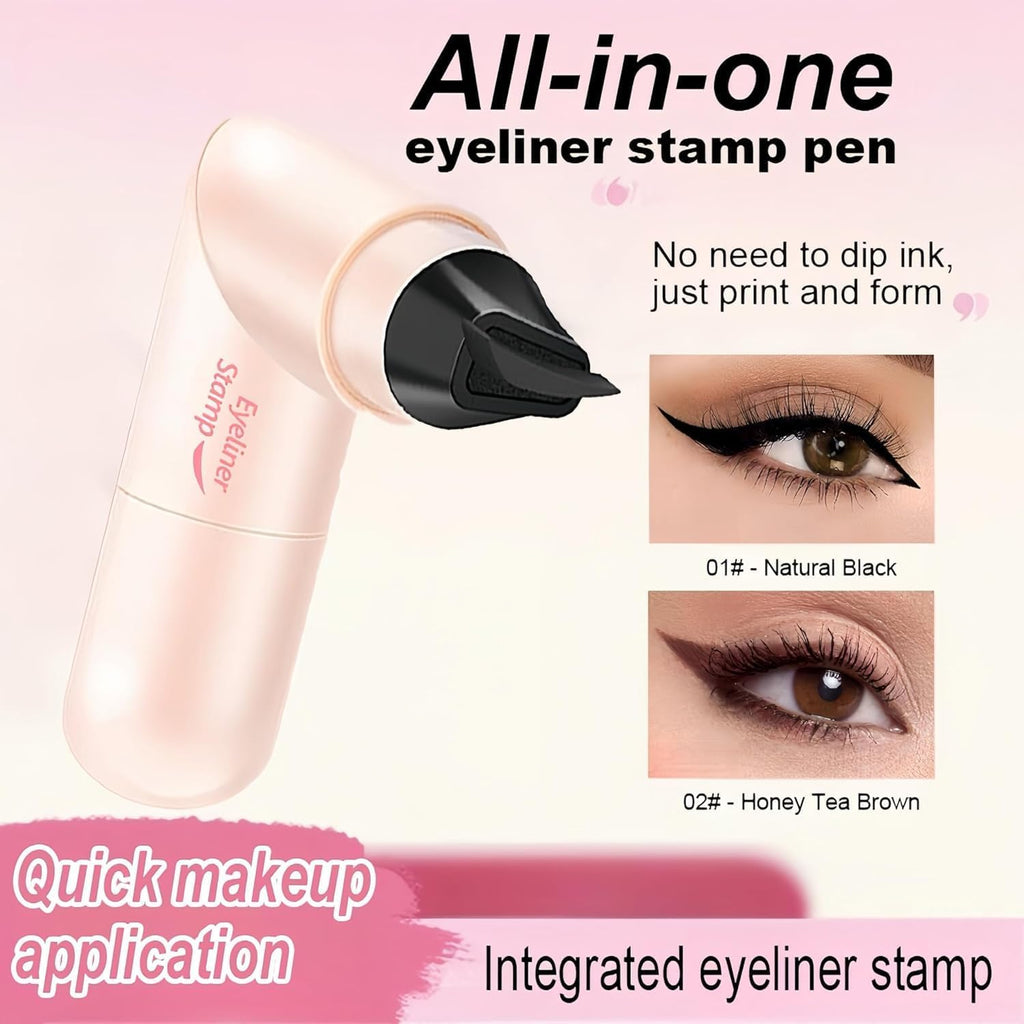 Starlight Wing | 2-in-1 Winged Eyeliner Stamp & Liquid Liner Pen | Waterproof Smudge-Proof Matte Black Format | Perfect Winged Cat Eye Makeup Tool