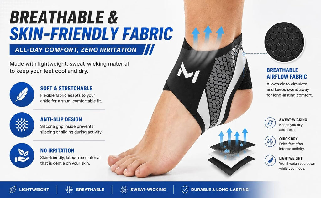 FlexiGuard Ankle Support Brace Compression Sleeve | Adjustable Elastic Cross Straps Format | Breathable Sports Protective Foot Wrap for Men Gym Running Pain Relief