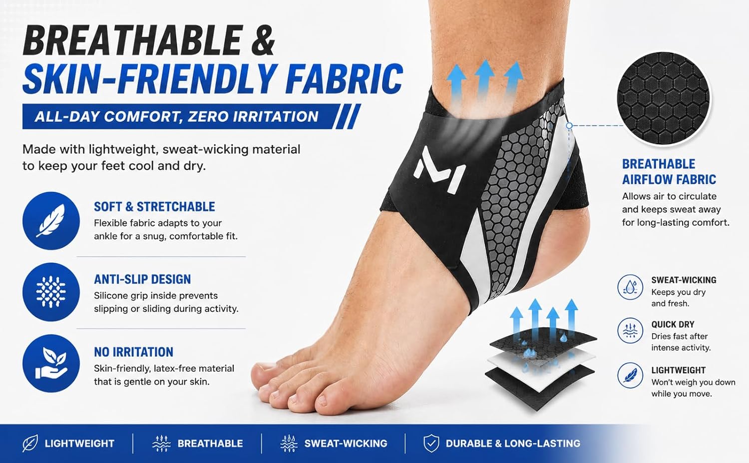 FlexiGuard Ankle Support Brace Compression Sleeve | Adjustable Elastic Cross Straps Format | Breathable Sports Protective Foot Wrap for Men Gym Running Pain Relief