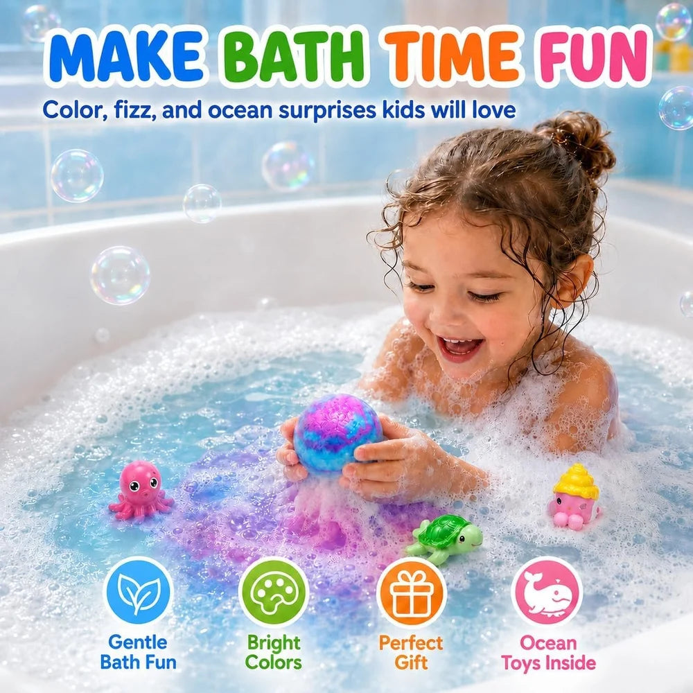 Kids Bath Bombs with Toys Inside - 12 Pack Organic Multi-Fragrance Gift Set