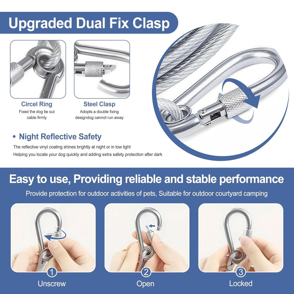 Heavy-Duty Stainless Steel Clothes Drying Rope with Lockable Hooks (10 Meter)