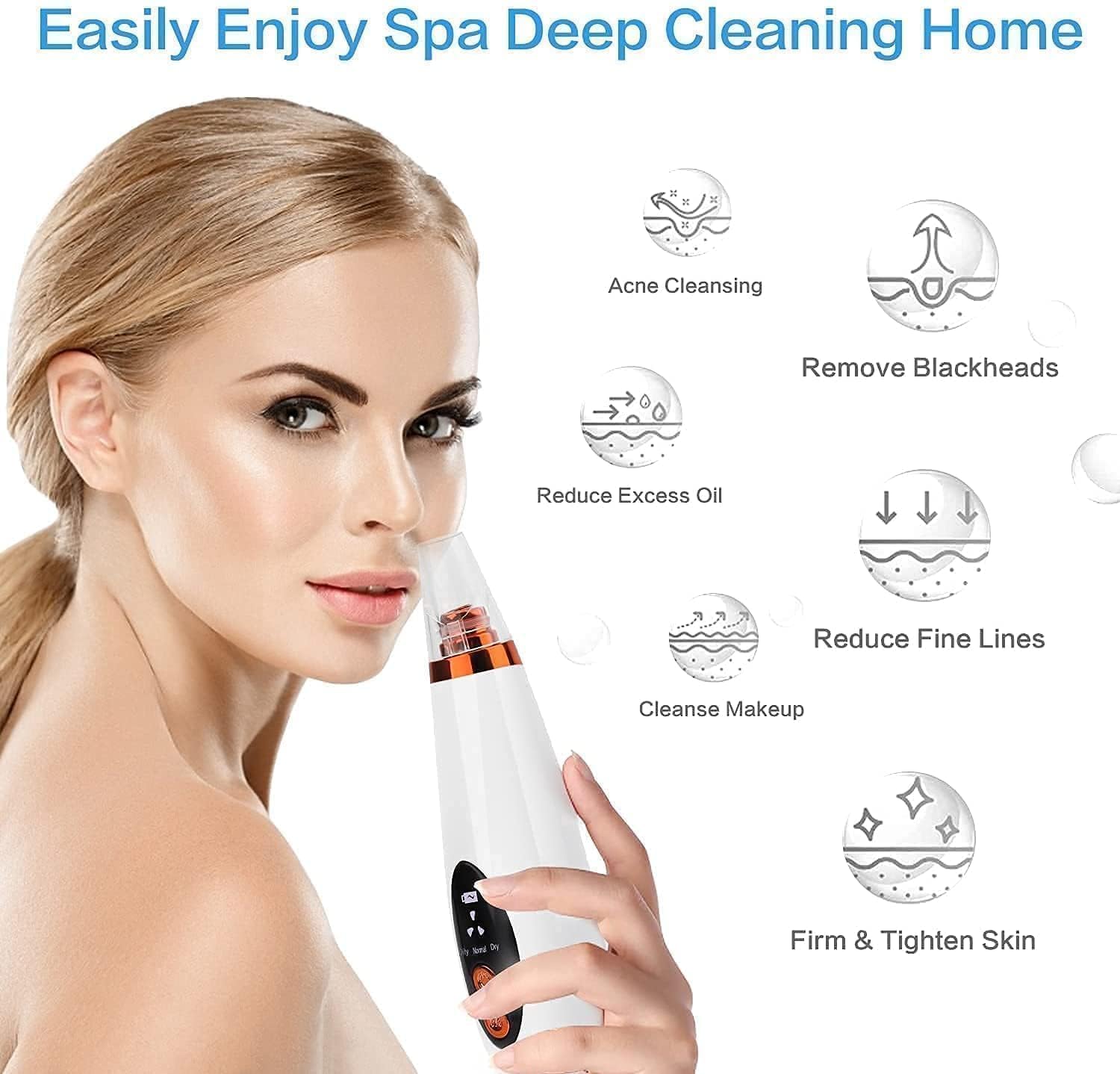 PoreExtract Pro | Multifunction Blackhead Remover Vacuum | 3-Speed Adjustable Mode Format | 6 Interchangeable Suction Heads