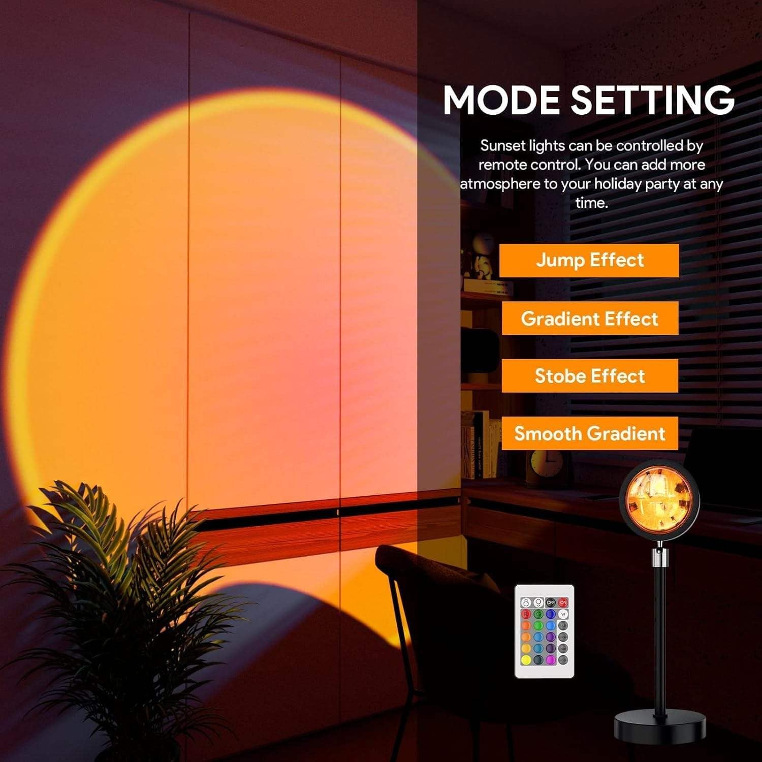 16-Color RGB Sunset Projector Lamp for Aesthetic Photos, Videos and Decor