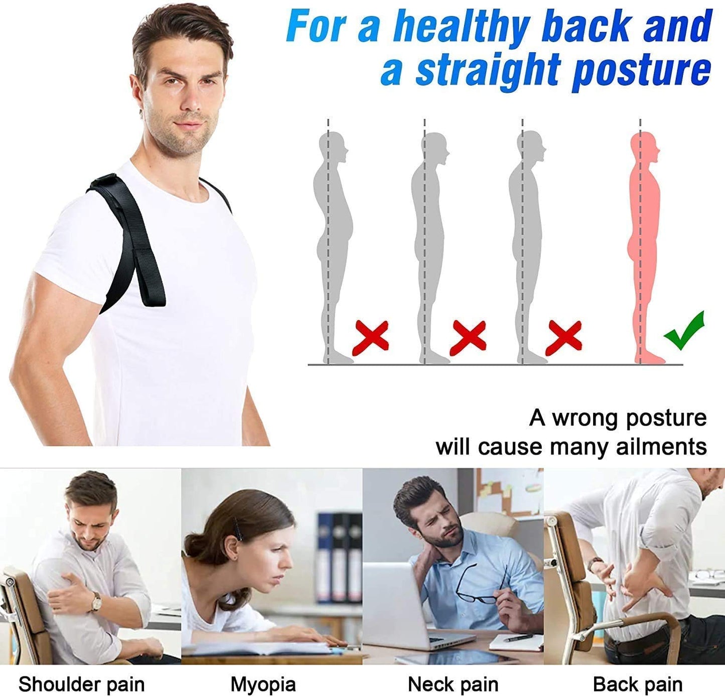 Posture Corrector Belt Unisex - Back Support & Pain Relief