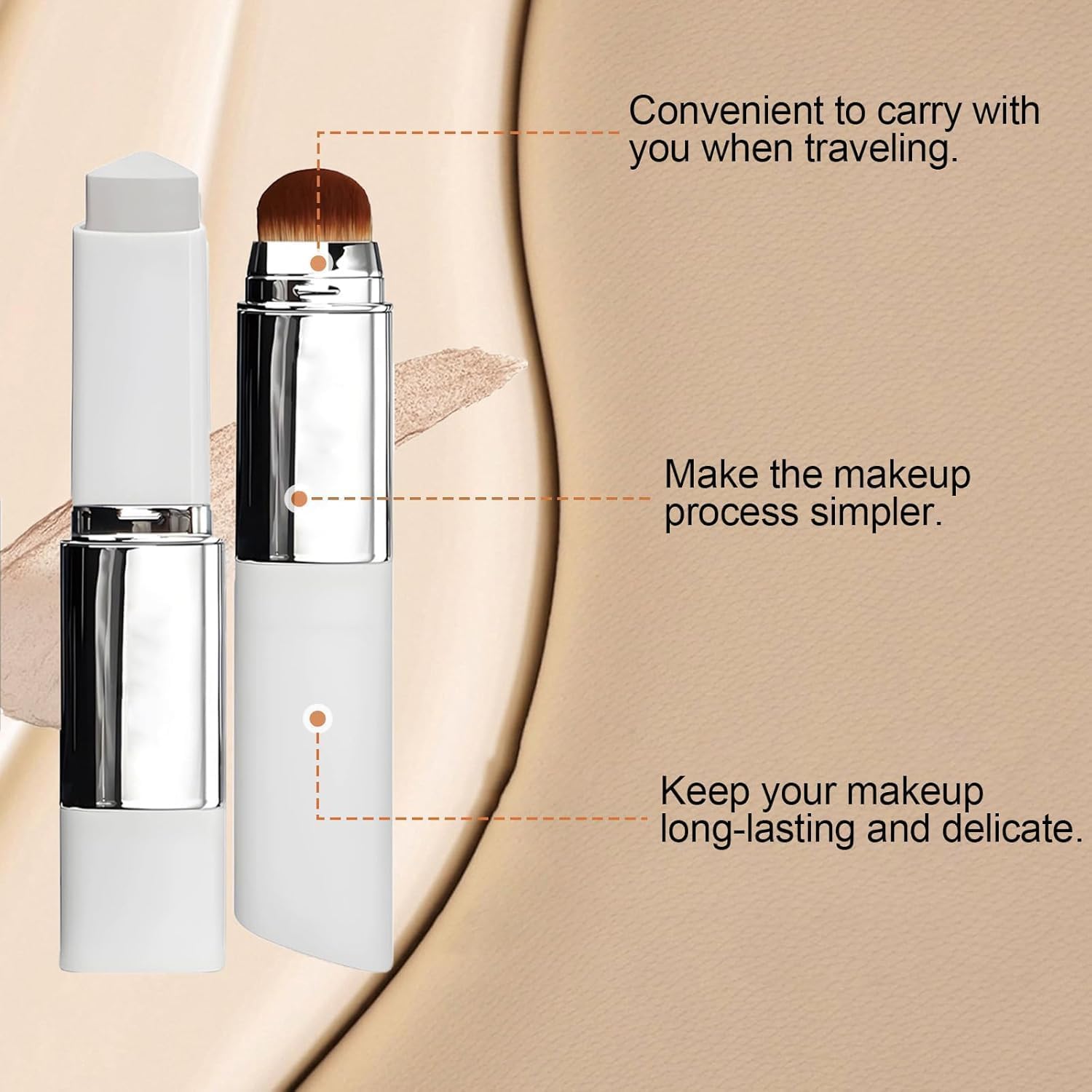 Silk Fusion Cream | Color Changing Foundation Stick with Built-in Brush | Easy Twist-Up Format | Flawless Tone-Matching Complexion