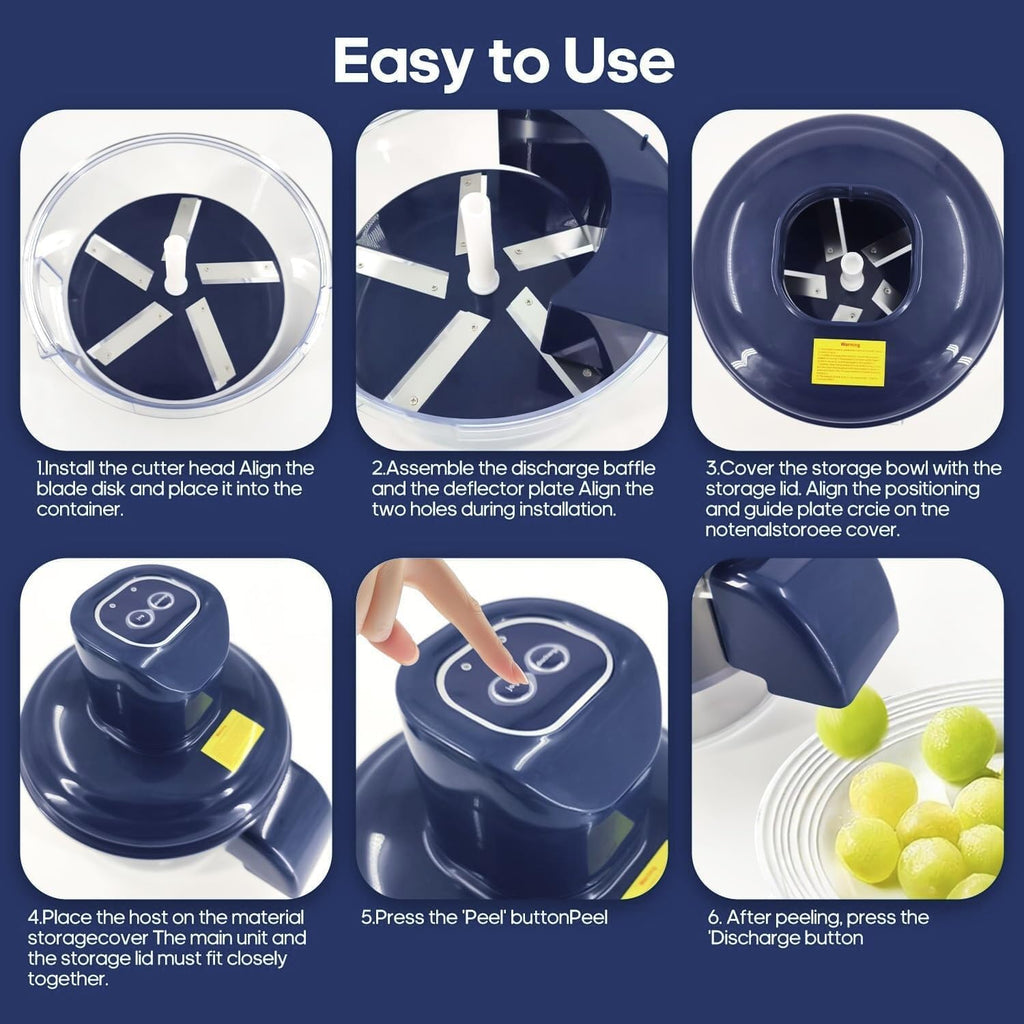Electric Garlic and Fruit Peeler Machine | Automatic 5-Blade Skin Remover with 1300mAh Rechargeable Battery | 50W High Power Quick Peeling Tool
