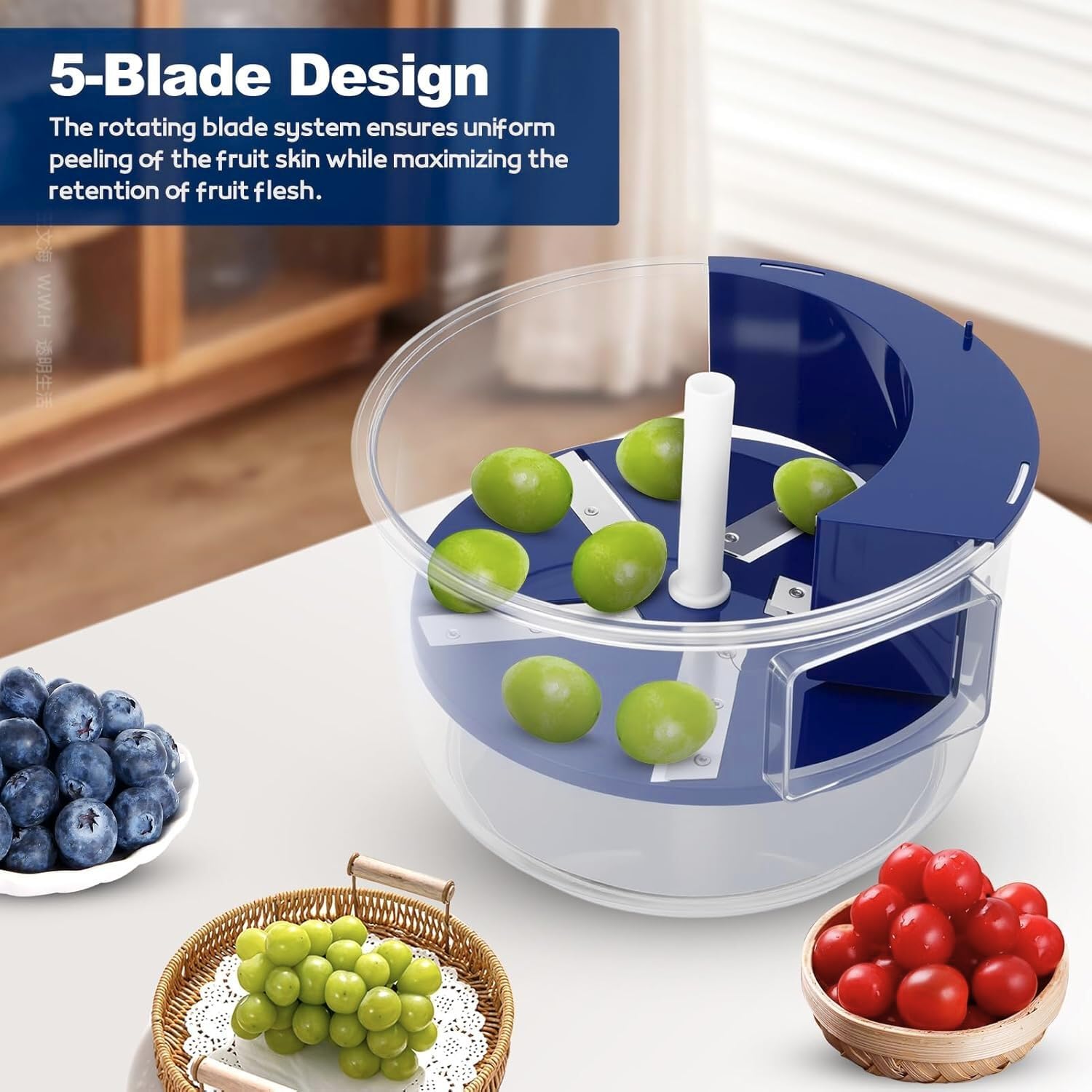 Electric Garlic and Fruit Peeler Machine | Automatic 5-Blade Skin Remover with 1300mAh Rechargeable Battery | 50W High Power Quick Peeling Tool