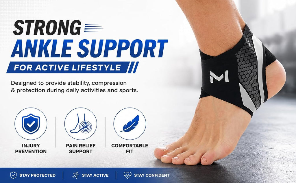 FlexiGuard Ankle Support Brace Compression Sleeve | Adjustable Elastic Cross Straps Format | Breathable Sports Protective Foot Wrap for Men Gym Running Pain Relief