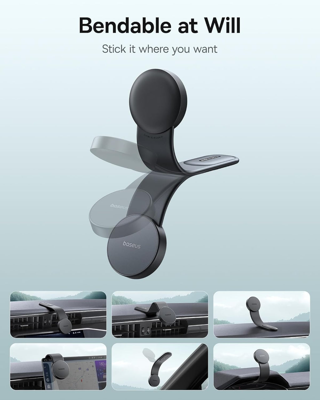 Magnetic Car Phone Holder - Baseus Ultra-Mini Flexible Mount