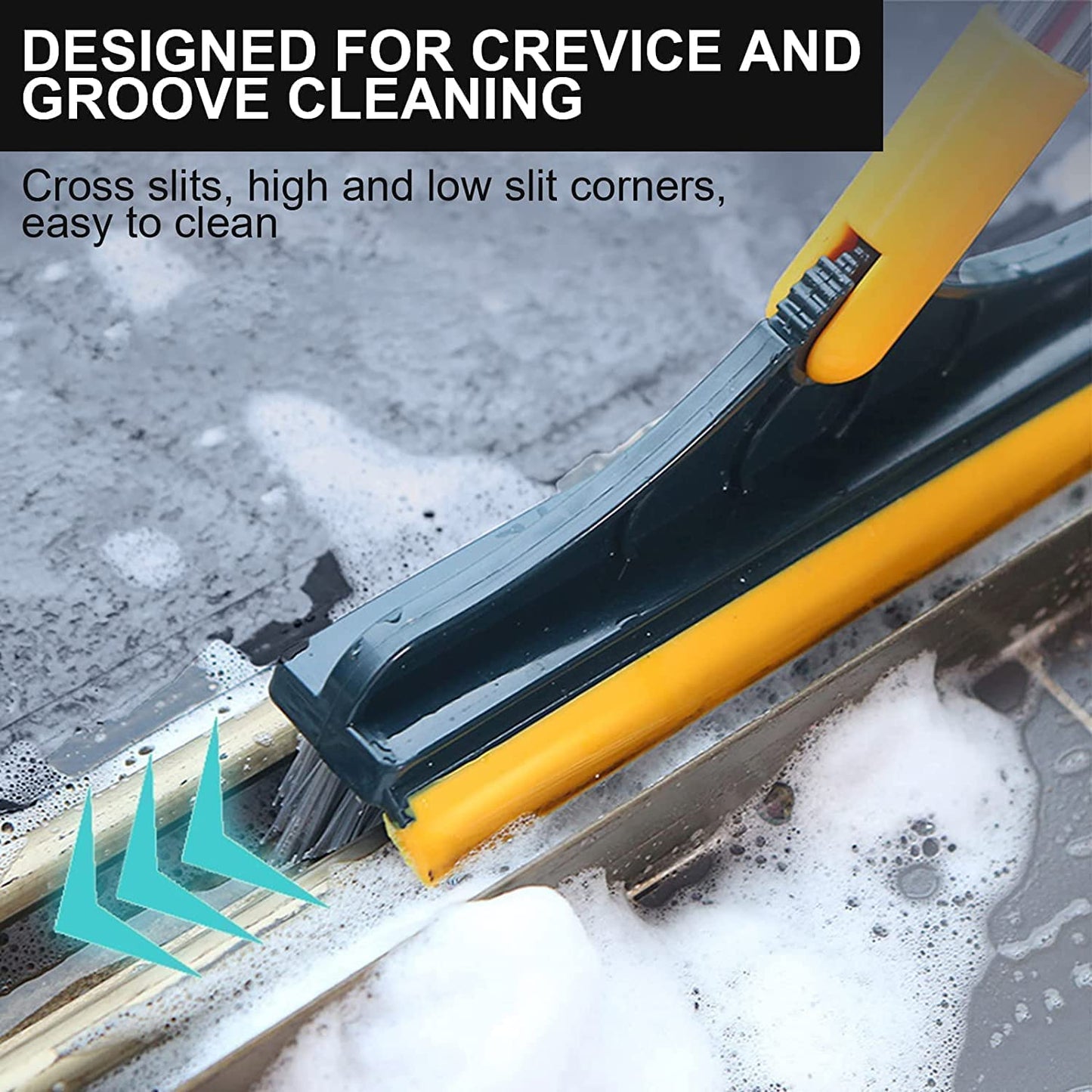 2-in-1 Floor Scrub Brush with Rubber Wiper (Pack of 2)