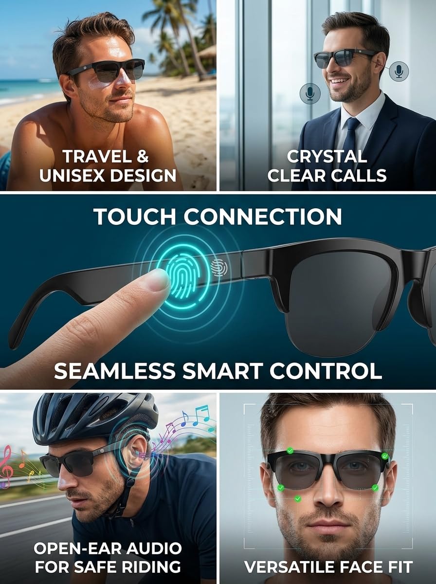 Wireless Bluetooth Sunglasses - Smart Audio Eyewear with HiFi Dual Speakers
