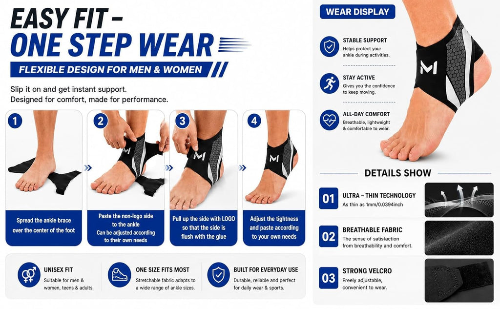 FlexiGuard Ankle Support Brace Compression Sleeve | Adjustable Elastic Cross Straps Format | Breathable Sports Protective Foot Wrap for Men Gym Running Pain Relief