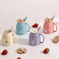 Cute Cat Ceramic Mug - with 3D Figurine Lid & Fish Spoon (380ml)