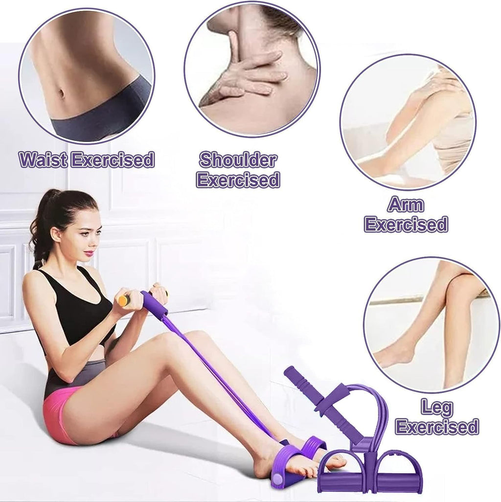 4-Tube Pedal Resistance Band for Home Workout & Tummy Toning