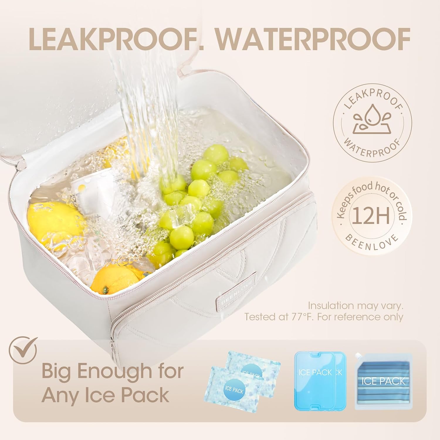 DuplexQuilt Dual Zipper Insulated Lunch Bag | Double Layer Large Capacity Thermal Tote | Water-Resistant Bento Box Organizer with Shoulder Strap for Office College