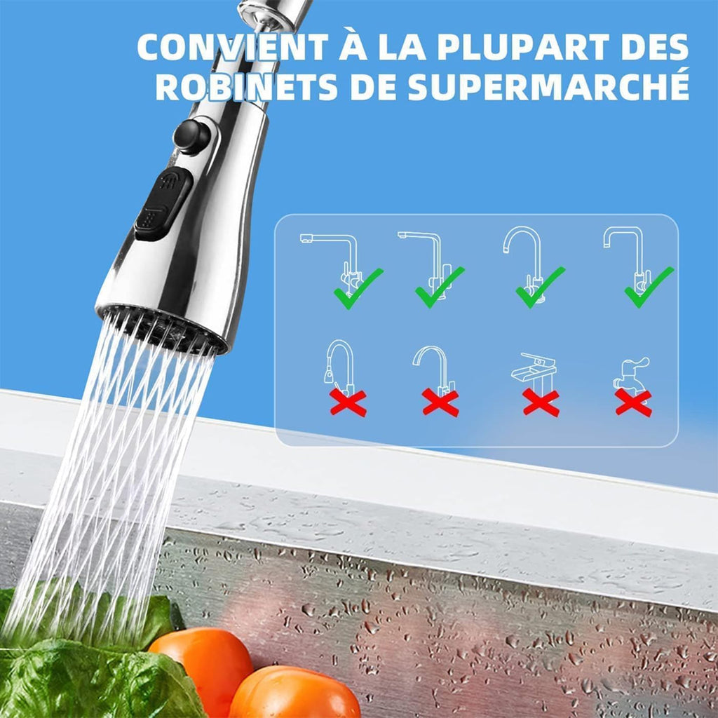 360° Rotating Kitchen Tap Extender with 3 Water Flow Modes