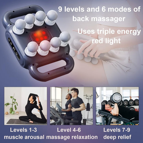 8-Headed Massager Gun - LCD Full Body Fascia Muscle Massager
