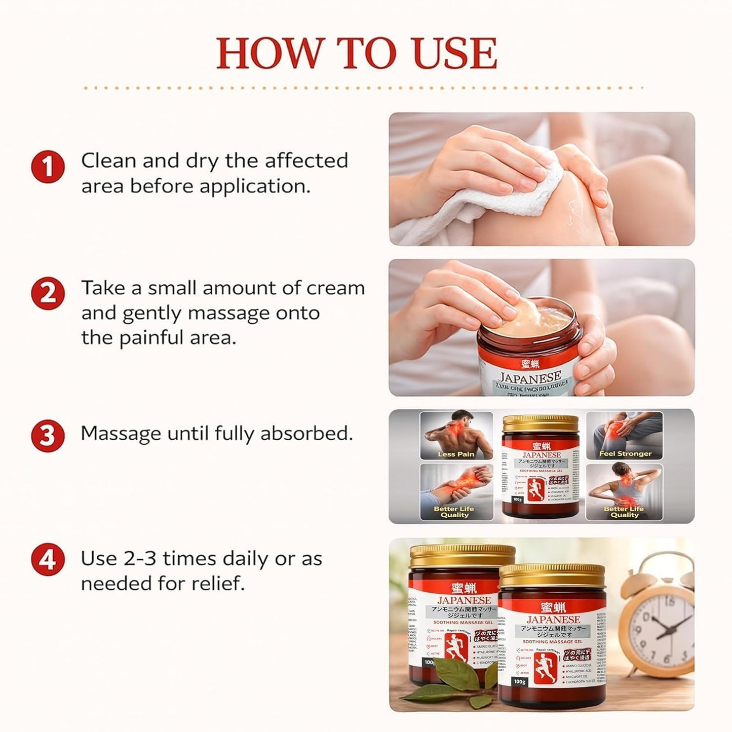 Japanese Instant Pain Relief Soothing Massage Gel (Buy 1 Get 1 Free)