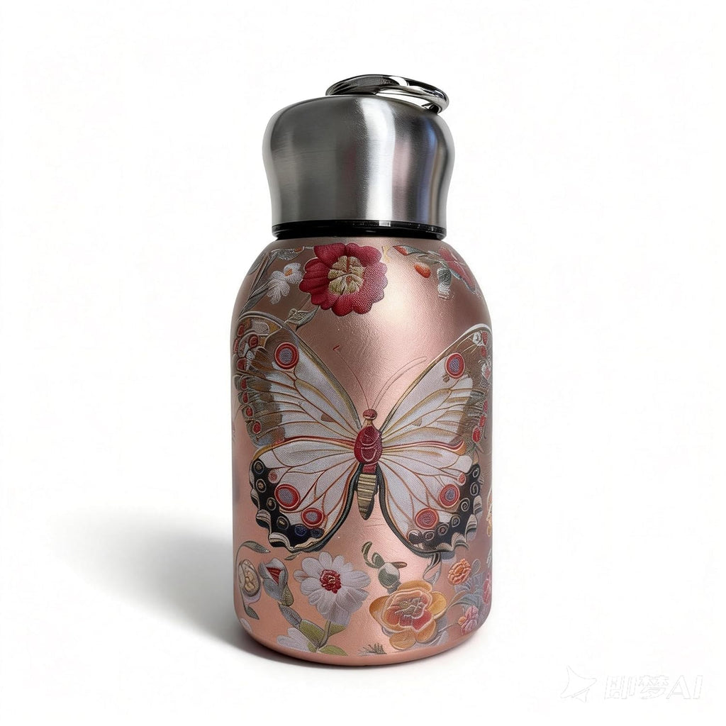 Butterfly Mini Water Bottle | Small Portable Stainless Steel Vacuum Insulated Tumbler Cup | Double Wall Leakproof Hot & Cold Thermal Flask for School Office
